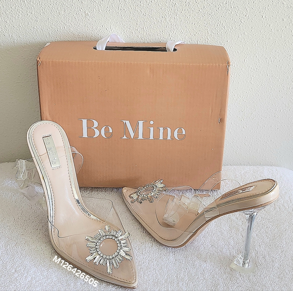 Be Mine Bridal Sterling embellished pumps in clear with statement heel